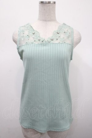 画像: axes femme / 繊細レースタンクトップ M ミント Y-25-04-23-023-AX-TO-SZ-ZY