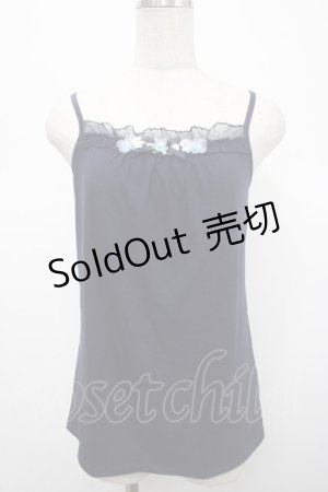 画像: axes femme / フラワーモチーフキャミソール M 紺 Y-25-04-23-027-AX-TO-SZ-ZY