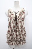 画像1: axes femme / ローズレースプリントノースリーブトップス M 生成り Y-25-04-23-028-AX-TO-SZ-ZY (1)