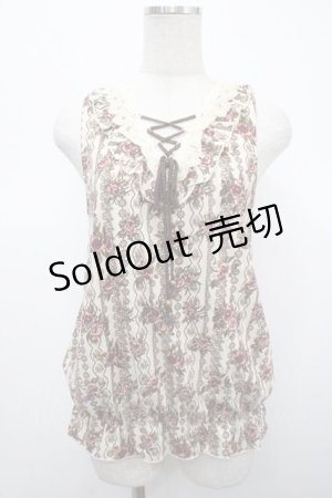 画像: axes femme / ローズレースプリントノースリーブトップス M 生成り Y-25-04-23-028-AX-TO-SZ-ZY