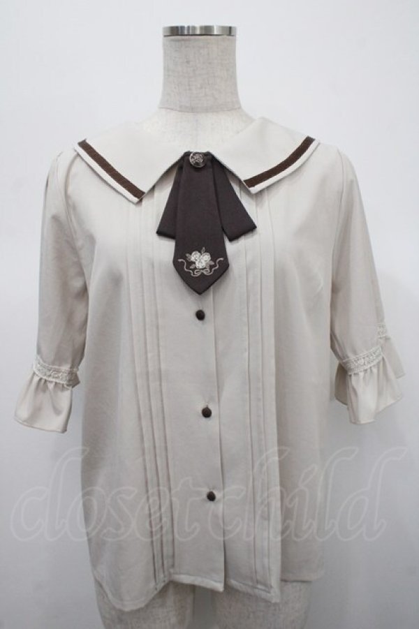 画像1: axes femme / リボンタイ付きクラシックブラウス F 生成り Y-25-04-23-039-AX-BL-SZ-ZY (1)