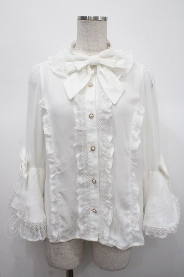 画像1: axes femme kawaii / 姫袖7分丈ブラウス M 白 Y-25-04-23-043-AX-BL-SZ-ZY (1)