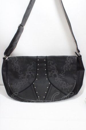 画像: Ozz Croce / 刺繍入りショルダーバック  黒 Y-25-04-26-005-OO-BG-SZ-ZY