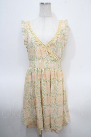 画像: axes femme / カシュクール格子花柄ワンピース M オレンジ Y-25-04-26-046-AX-OP-SZ-ZY