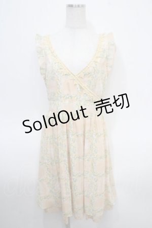 画像: axes femme / カシュクール格子花柄ワンピース M オレンジ Y-25-04-26-046-AX-OP-SZ-ZI