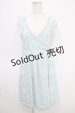 画像: axes femme / カシュクール格子花柄ワンピース M グリーン Y-25-04-26-050-AX-OP-SZ-ZY