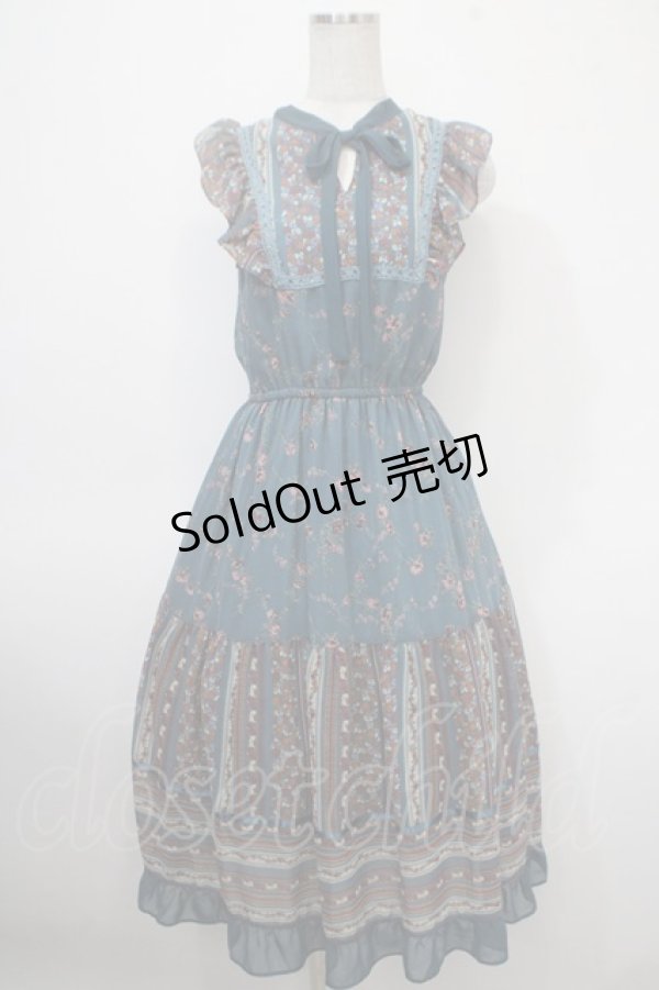 画像1: axes femme / パッチワーク花柄ロングワンピース M グリーン Y-25-04-26-056-AX-OP-SZ-ZY (1)