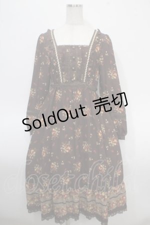 画像: axes femme / オータムフルーツ柄ロングワンピース M チャ Y-25-04-26-062-AX-OP-SZ-ZI