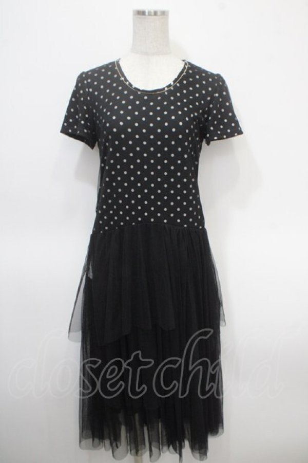 画像1: axes femme / ドットチュールレースワンピース M 黒 Y-25-04-26-071-AX-OP-SZ-ZY (1)