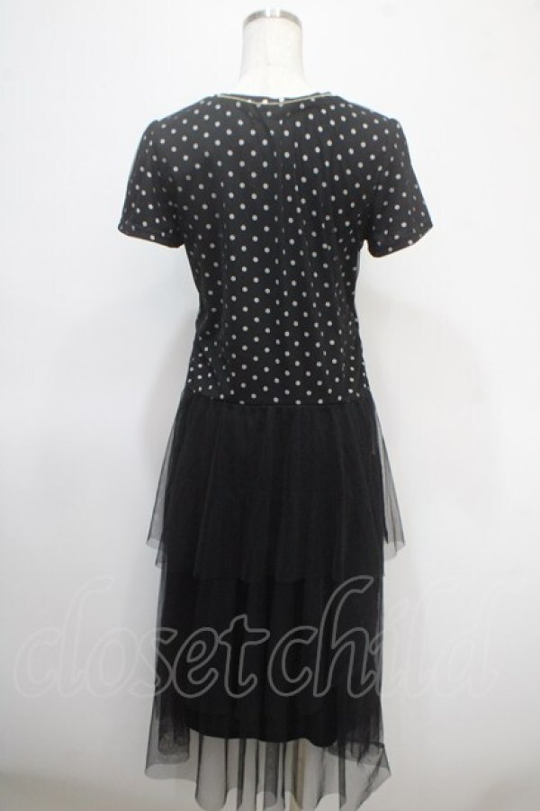画像2: axes femme / ドットチュールレースワンピース M 黒 Y-25-04-26-071-AX-OP-SZ-ZY (2)