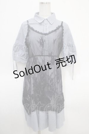画像: axes femme / レースキャミレイヤードシャツワンピース M 紺 Y-25-04-26-072-AX-OP-SZ-ZY