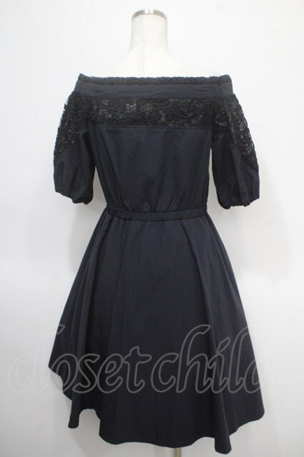 画像2: axes femme / レース切替オフショルワンピース M 紺 Y-25-04-26-076-AX-OP-SZ-ZY (2)