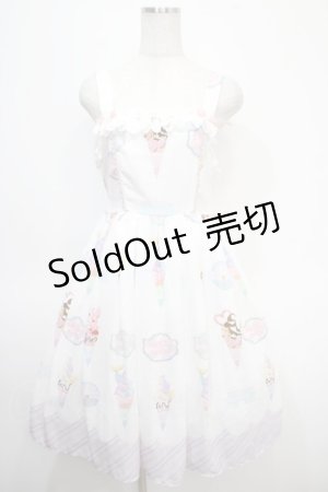 画像: axes femme kawaii / アイス柄ジャンパースカート M 白 Y-25-04-26-077-AX-OP-SZ-ZY