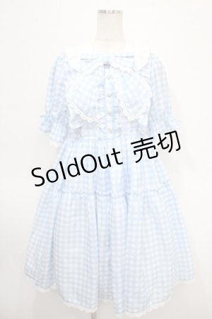 画像: axes femme kawaii / ギンガムチェック柄ワンピース M サックス Y-25-04-26-083-AX-OP-SZ-ZY