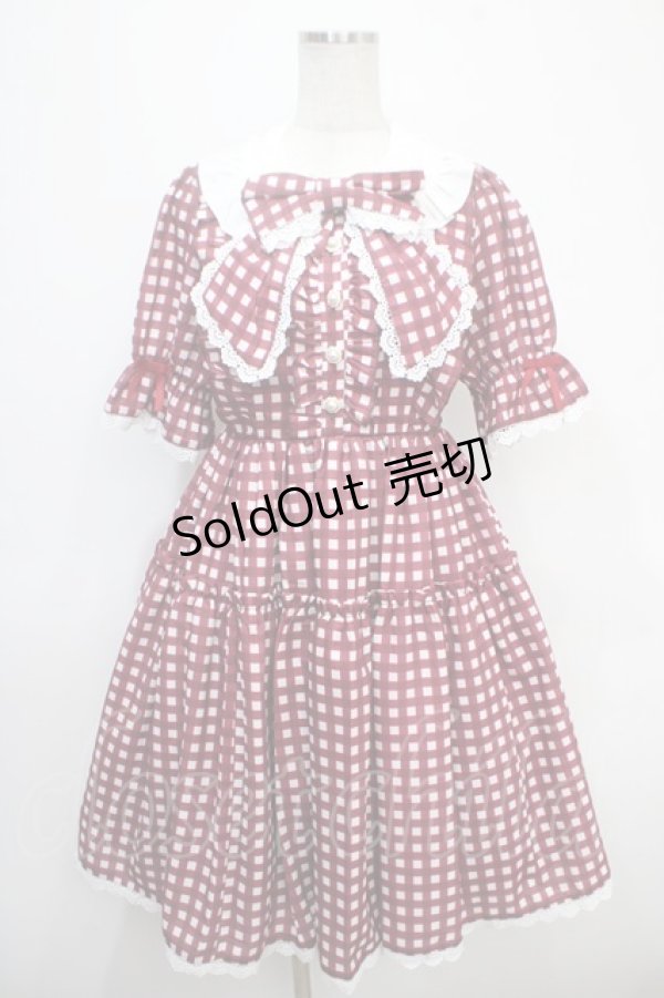 画像1: axes femme kawaii / ギンガムチェック柄ワンピース M 赤 Y-25-04-26-085-AX-OP-SZ-ZI (1)