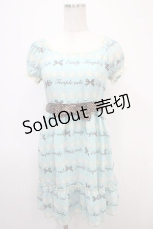 画像: Emily Temple cute / ジョーゼットロゴ＆クリームワンピース  サックス Y-25-04-26-096-ET-OP-SZ-ZY