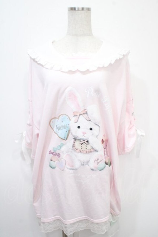 画像1: NOEMIE / バブうさ袖スピンドルセーラーチュニックTシャツ M ピンク Y-25-04-26-103-LO-OP-SZ-ZY (1)
