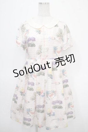 画像: Leur Getter / Flower Card袖付ワンピース  ピンク Y-25-04-26-106-LU-OP-SZ-ZY