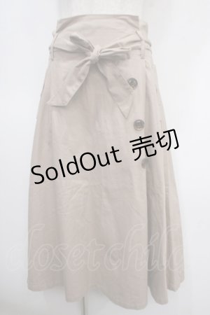 画像: axes femme / リボン付きサイド釦スカート M ベージュ Y-25-04-26-114-AX-SK-SZ-ZI