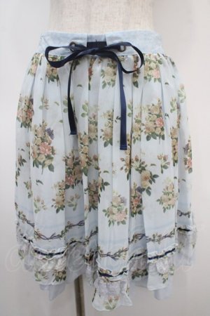 画像: axes femme / 転写風ローズブーケスカート M ブルー Y-25-04-26-118-AX-SK-SZ-ZY