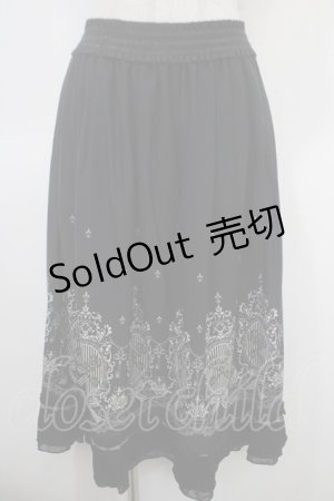 画像: axes femme / カギモチーフ柄ミディスカート M 黒 Y-25-04-26-124-AX-SK-SZ-ZY