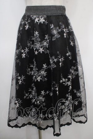画像: axes femme / カラー刺繍レーススカート M 黒 Y-25-04-26-128-AX-SK-SZ-ZY