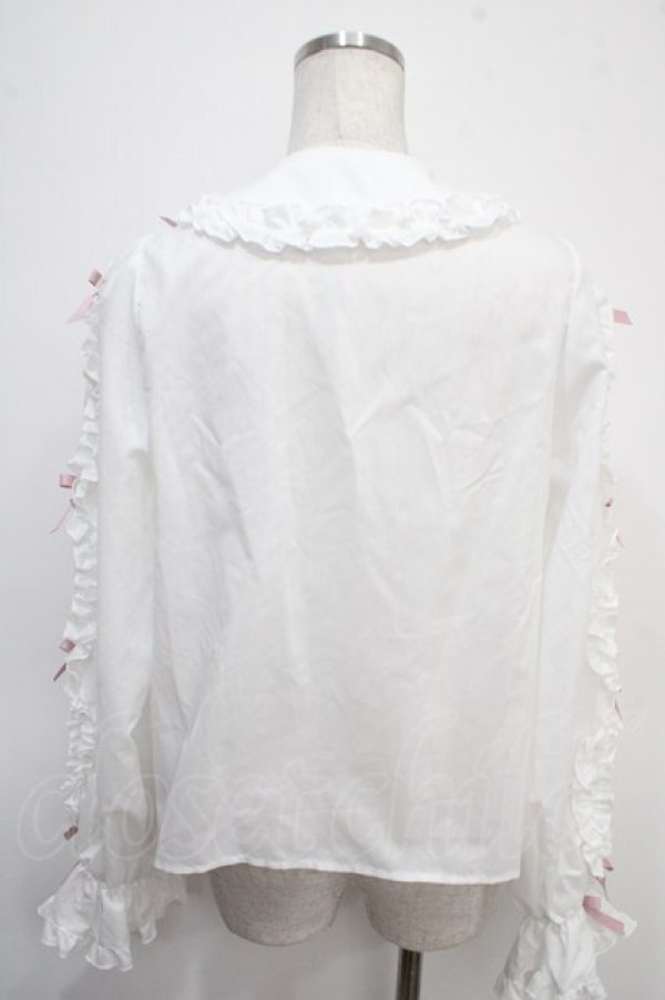 画像2: Chalmiere / フリルブラウス M 白×ピンク Y-25-04-26-013-LO-BL-SZ-ZY (2)