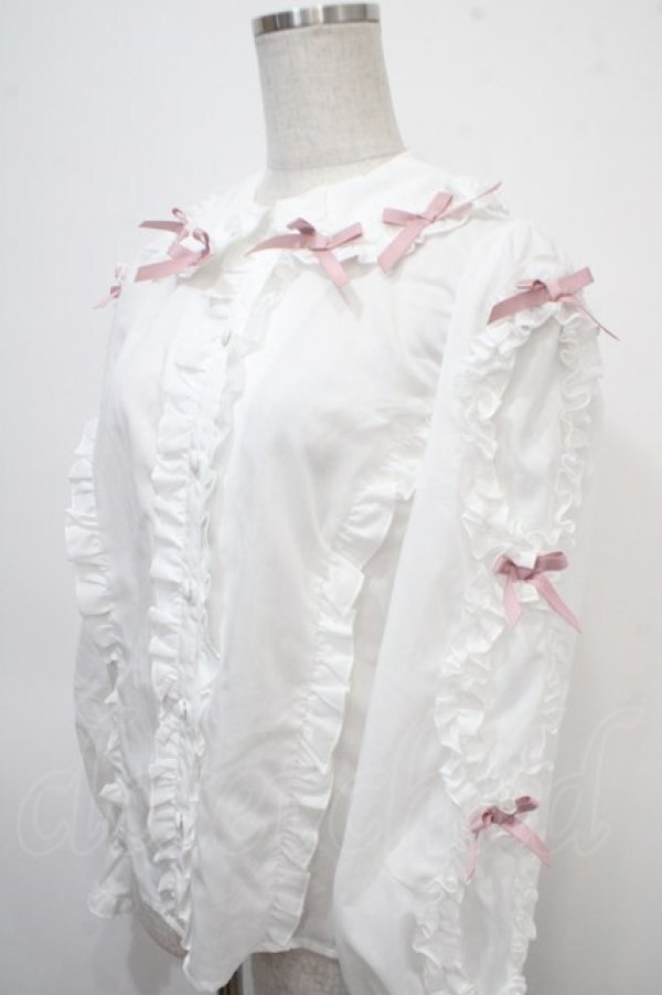 画像3: Chalmiere / フリルブラウス M 白×ピンク Y-25-04-26-013-LO-BL-SZ-ZY (3)