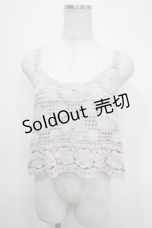 画像: axes femme / 花モチーフクロシェキャミ F グレー Y-25-04-26-014-AX-TO-SZ-ZY
