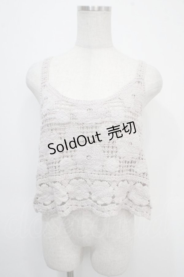 画像1: axes femme / 花モチーフクロシェキャミ F グレー Y-25-04-26-014-AX-TO-SZ-ZY (1)