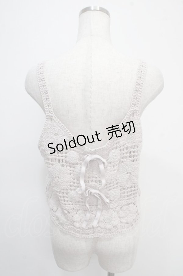 画像2: axes femme / 花モチーフクロシェキャミ F グレー Y-25-04-26-014-AX-TO-SZ-ZY (2)