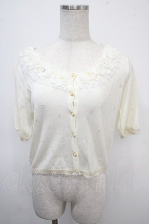 画像: axes femme / 立体お花付カーディガン M シロ Y-25-04-26-022-AX-BL-SZ-ZY