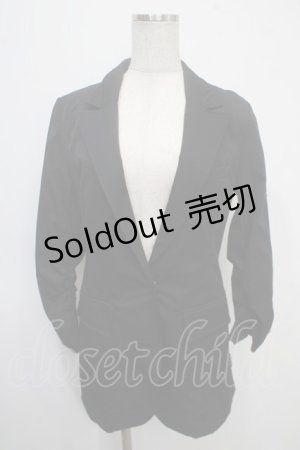 画像: Ozz Croce / 刺繍入り袖ギャザージャケット  黒 Y-25-04-26-031-OO-JA-SZ-ZT200