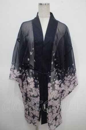 画像: axes femme kawaii / 桜柄シアー着物風羽織 M 紺 Y-25-04-26-035-AX-TO-SZ-ZY