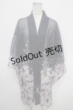 画像: axes femme kawaii / 桜柄シアー着物風羽織 M 紺 Y-25-04-26-035-AX-TO-SZ-OS