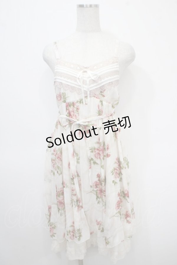 画像1: axes femme / 総花柄フレアーAラインワンピース M キナリ Y-25-04-26-039-AX-OP-SZ-ZY (1)