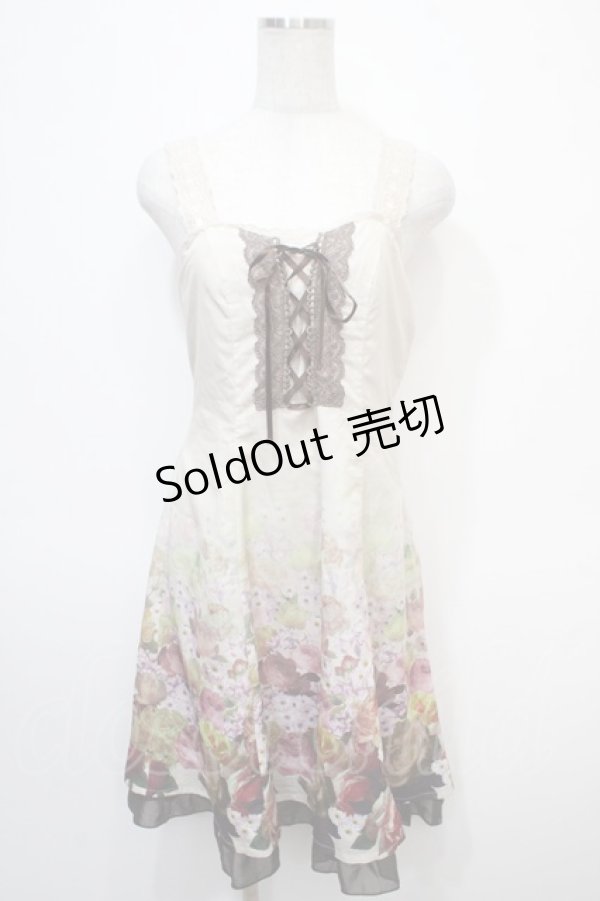 画像1: axes femme / 裾グラデ花柄ワンピース M 生成り Y-25-04-28-001-AX-OP-SZ-ZY (1)