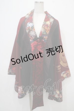 画像: Qutie Frash / 着物袖ロングカーディガン  黒×赤 Y-25-04-28-042-QU-JA-SZ-ZY