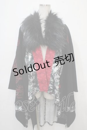 画像: Qutie Frash / KIMONOカーディガン  黒×赤 Y-25-04-28-044-QU-TO-SZ-ZY