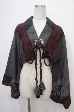 画像: Qutie Frash / 着物ショートカーデ  ワイン×グレー Y-25-04-28-051-QU-TO-SZ-ZY