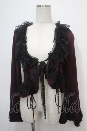 画像: Qutie Frash / 蜘蛛の巣レース レースアップボレロ  ワイン×黒 Y-25-04-28-052-QU-TO-SZ-ZY
