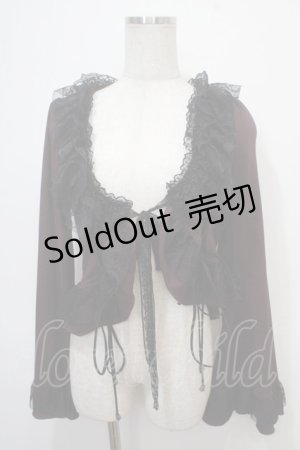 画像: Qutie Frash / 蜘蛛の巣レース レースアップボレロ  ワイン×黒 Y-25-04-28-052-QU-TO-SZ-ZY