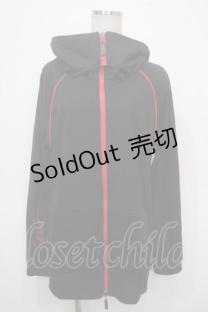 画像: Qutie Frash / サイバーZIPパーカー  黒×赤 Y-25-04-28-054-QU-TO-SZ-ZY