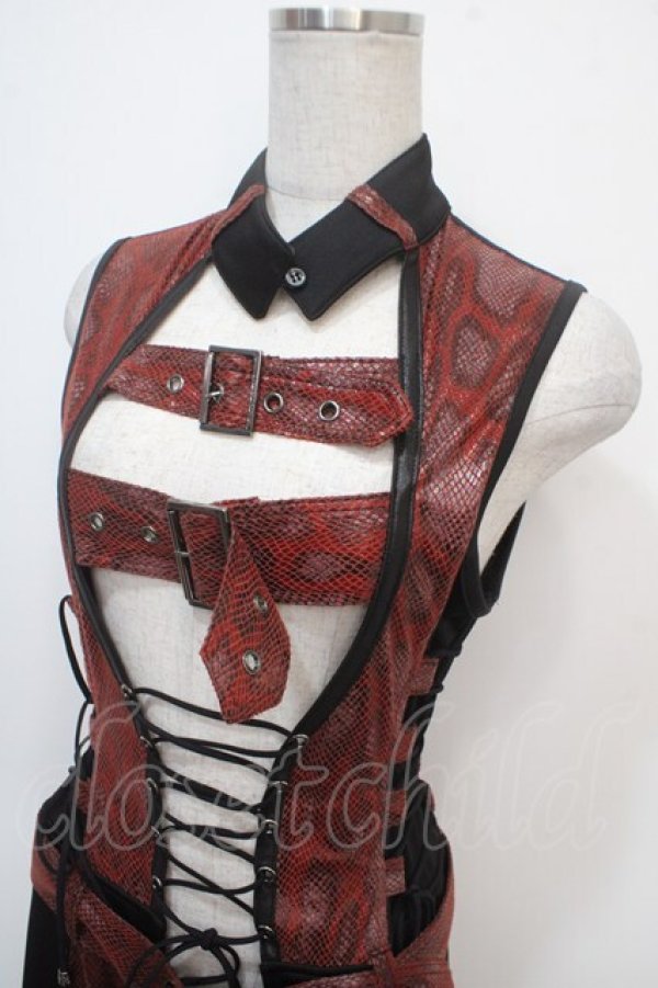 画像3: Qutie Frash / ベルトロングベスト  黒×赤 Y-25-04-28-058-QU-TO-SZ-ZY (3)