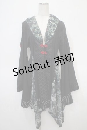 画像: Qutie Frash / アシメ着物カーデ  黒 Y-25-04-28-059-QU-JA-SZ-ZY