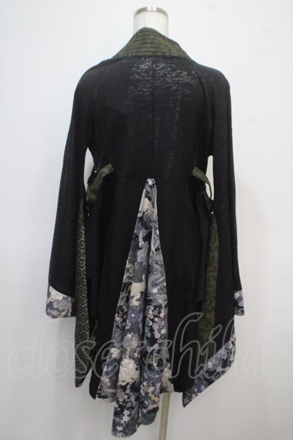 画像2: Qutie Frash / 着物ロングカーデ  黒×緑 Y-25-04-28-061-QU-JA-SZ-ZY (2)