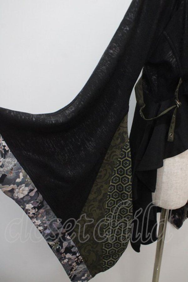 画像4: Qutie Frash / 着物ロングカーデ  黒×緑 Y-25-04-28-061-QU-JA-SZ-ZY (4)
