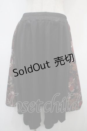 画像: 気楡茶閃洸(Qutie Frash) / 和柄切替サルエルパンツ  黒×赤 Y-25-04-28-066-QU-PA-SZ-ZY