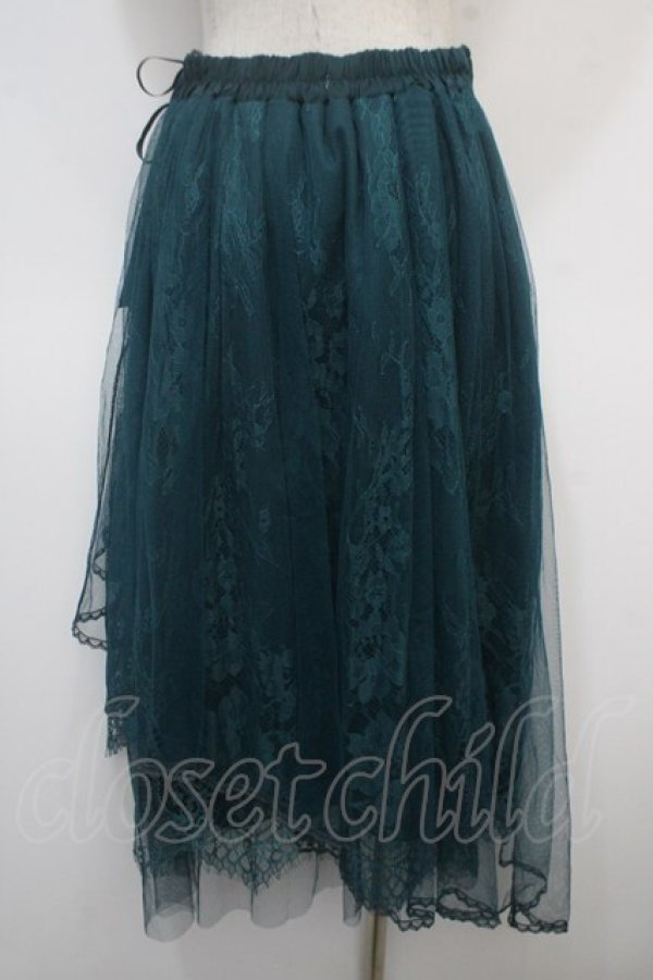 画像2: axes femme POETIQUE / レースｘチュールイレヘムスカート M グリーン Y-25-04-28-070-AX-SK-SZ-ZY (2)