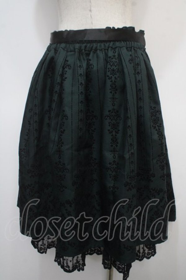 画像2: axes femme / 花フロッキープリントスカート M グリーン Y-25-04-28-071-AX-SK-SZ-ZY (2)
